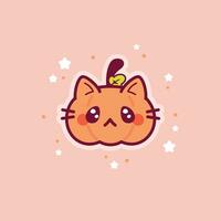 Cute pumpkin cat Halloween illustration vector