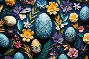 Colorful happy easter eggs pattern design pastel easter egg closeup photo