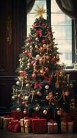 View of beautifully decorated christmas tree photo