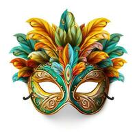 Venetian carnival mask isolated on white background masquerade one mask template for carnival in front view photo