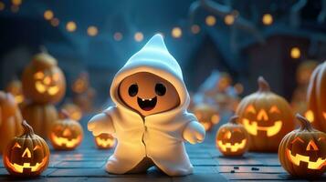 Cute halloween 3d character background photo illustration