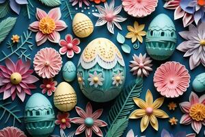 Colorful happy easter eggs pattern design pastel easter egg closeup photo