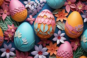 Colorful happy easter eggs pattern design pastel easter egg closeup photo