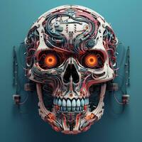 skull image with robotic texture photo