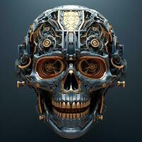 skull image with robotic texture photo