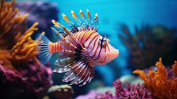 único pescado en coral arrecifes foto