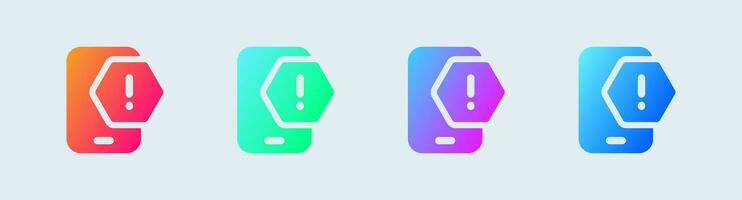 Alert solid icon in gradient colors. Attention signs vector illustration