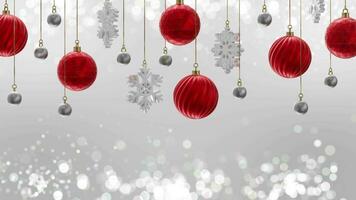 Red christmas ball with glow bokeh background video