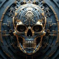 skull image with robotic texture photo