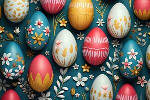 Colorful happy easter eggs pattern design pastel easter egg closeup photo