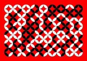 Bauhaus black geometric abstract circle white diamond pattern modern style red background vector