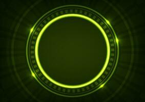 Len digital technology neon geometric green circle abstract background vector