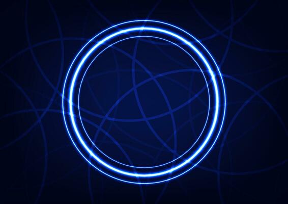 Blue circle digital technology modern design center neon light line background