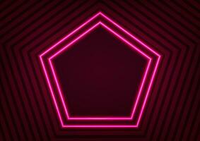 Hexagon red line neon center pattern digital geometric background vector