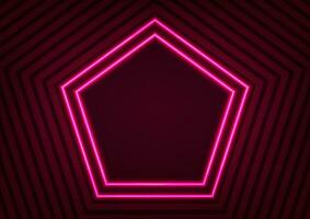 Hexagon red line neon center pattern digital geometric background vector