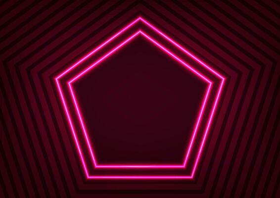 Hexagon red line neon center pattern digital geometric background