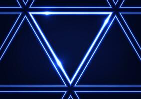 Abstract triangle digital neon light line laser blue dark presentation background vector