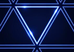 Abstract triangle digital neon light line laser blue dark presentation background vector