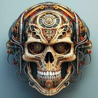 skull image with robotic texture photo