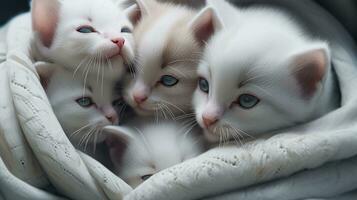 un grupo de adorable gatitos abrazado arriba juntos foto