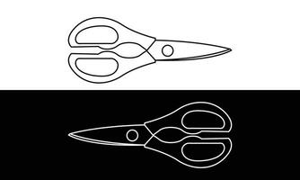 Scissor design on a black and white background. Line with Editable Stroke vector