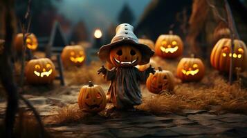 Cute halloween 3d character background photo illustration