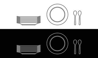 conjunto de plato y cuchara diseño vector