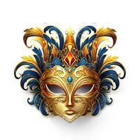 Venetian carnival mask isolated on white background masquerade one mask template for carnival in front view photo