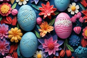Colorful happy easter eggs pattern design pastel easter egg closeup photo