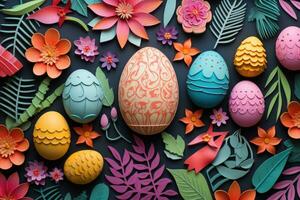 Colorful happy easter eggs pattern design pastel easter egg closeup photo