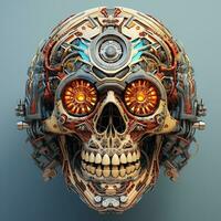 skull image with robotic texture photo