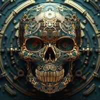 skull image with robotic texture photo