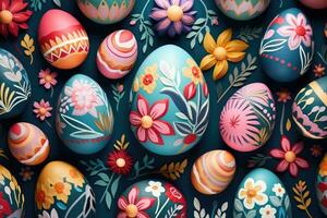 Colorful happy easter eggs pattern design pastel easter egg closeup photo
