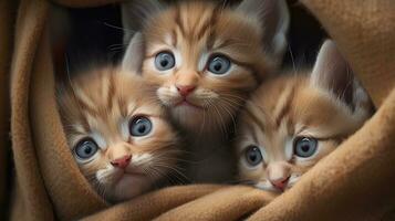 A group of adorable kittens cuddled up together photo