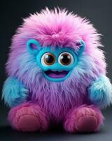 Colorful fluffy cute monster doll photo