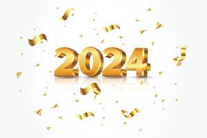 Simple and Clean Design Happy New Year 2024. Gold Numbers for Background for Banners, Posters or Calendar. vector