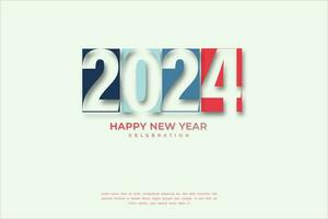 Happy New Year 2024. festive realistic decoration. Celebrate party 2024 on blue background vector