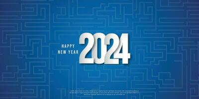 Simple and Clean Design Happy New Year 2024. White Numbers for Background for Banners, Posters or Calendar. vector