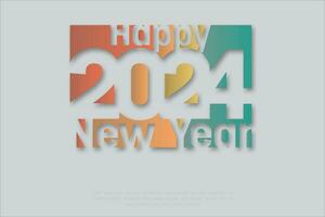 Happy new year 2024 design. With colorful truncated number illustrations. Premium vector design