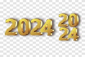 Simple and Clean Design Happy New Year 2024. Gold Numbers for Background for Banners, Posters or Calendar. vector