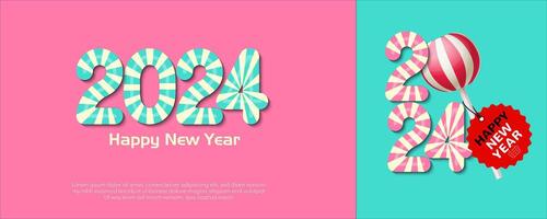 Happy New Year 2024. festive realistic decoration. Celebrate 2024 party vector