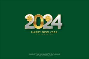 Simple and Clean Design Happy New Year 2024. Gold Numbers for Background for Banners, Posters or Calendar. vector