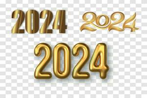 Simple and Clean Design Happy New Year 2024. Gold Numbers for Background for Banners, Posters or Calendar. vector