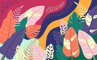 abstract tropical floral colorful style vector