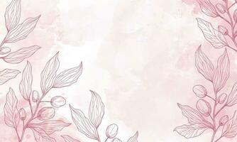 abstract watercolor background with floral line art vector