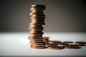 Coin stacks on isolated background. isolated coin stacks photo