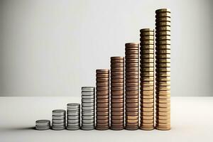 Coin stacks on a white background. isolated coin stacks photo