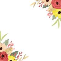 The flower border is decorated with beautiful multi-colored blooms and leaf borders. vector