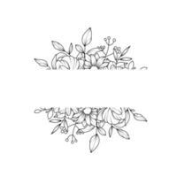 Hand drawn wild flowers on blank background, template wedding decoration. vector