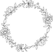 Hand drawn wild flowers on blank background, template wedding decoration. vector